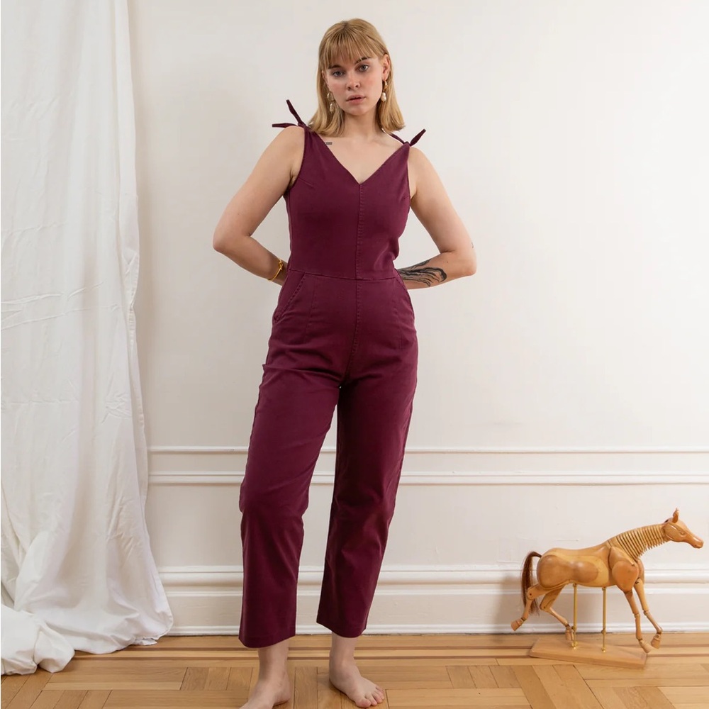 LOUP SLATE TIE STRAP COVERALLS - MAROON - M